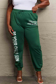 Simply Love Dark Green / S Simply Love Full Size BE YOUR OWN SUN Graphic Sweatpants