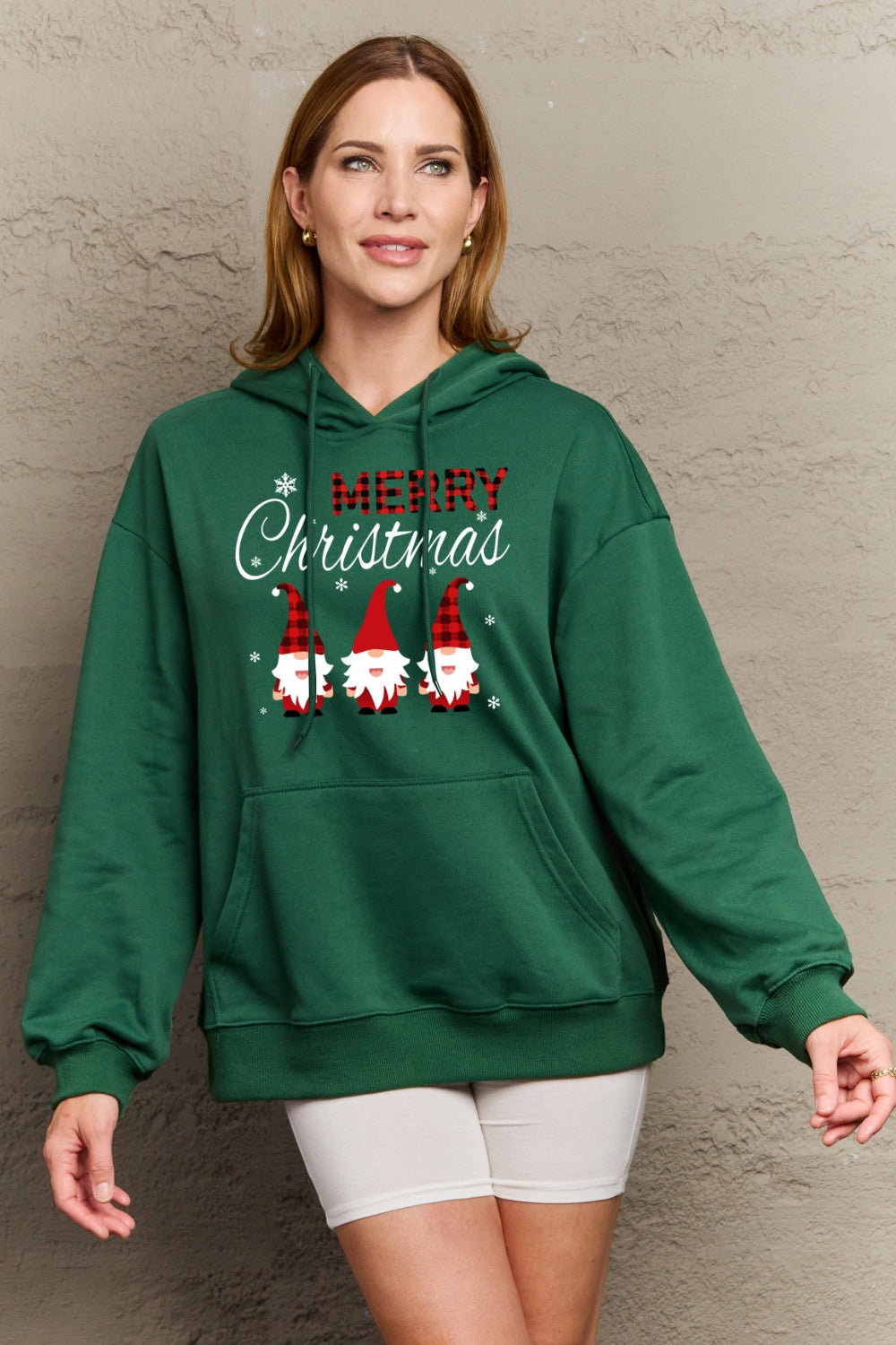 Simply Love Green / S Simply Love Full Size MERRY CHRISTMAS Graphic Hoodie