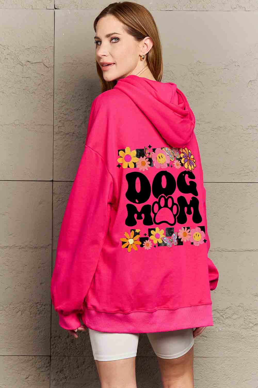 Simply Love Hot Pink / S Simply Love Simply Love Full Size DOG MOM Graphic Hoodie