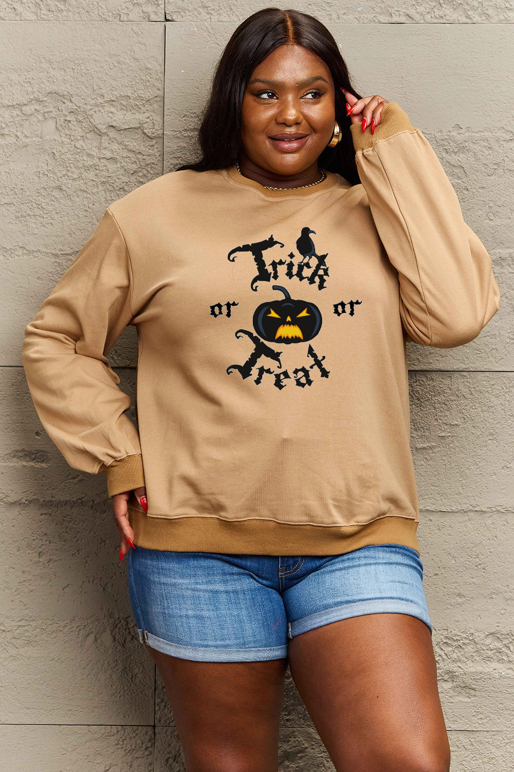 Simply Love Simply Love Full Size TRICK OR TREAT Graphic Sweatshirt