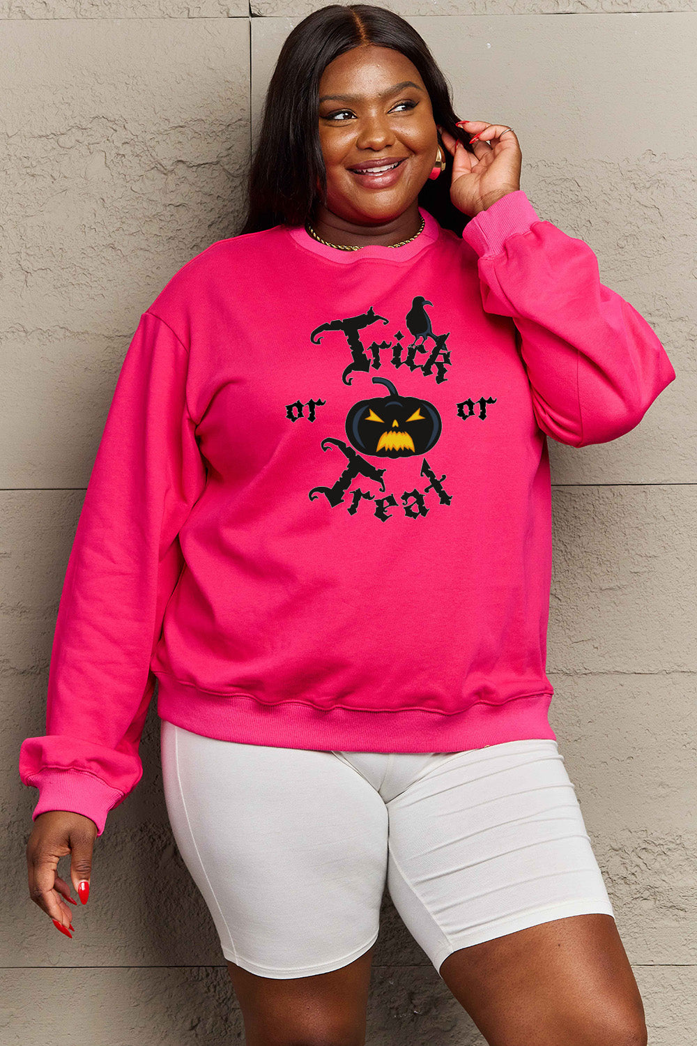 Simply Love Simply Love Full Size TRICK OR TREAT Graphic Sweatshirt