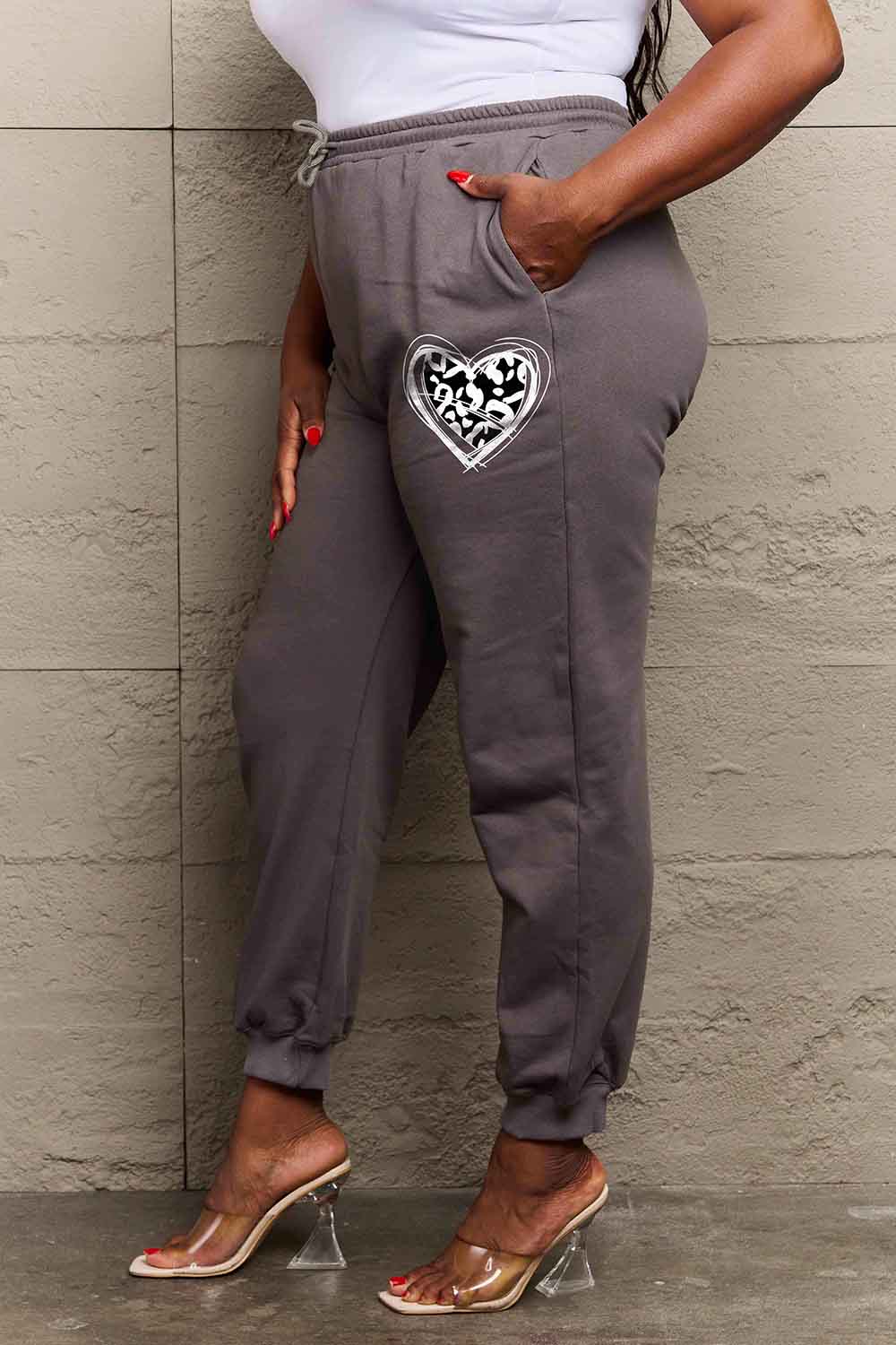 Simply Love Simply Love Simply Love Full Size Drawstring Heart Graphic Long Sweatpants