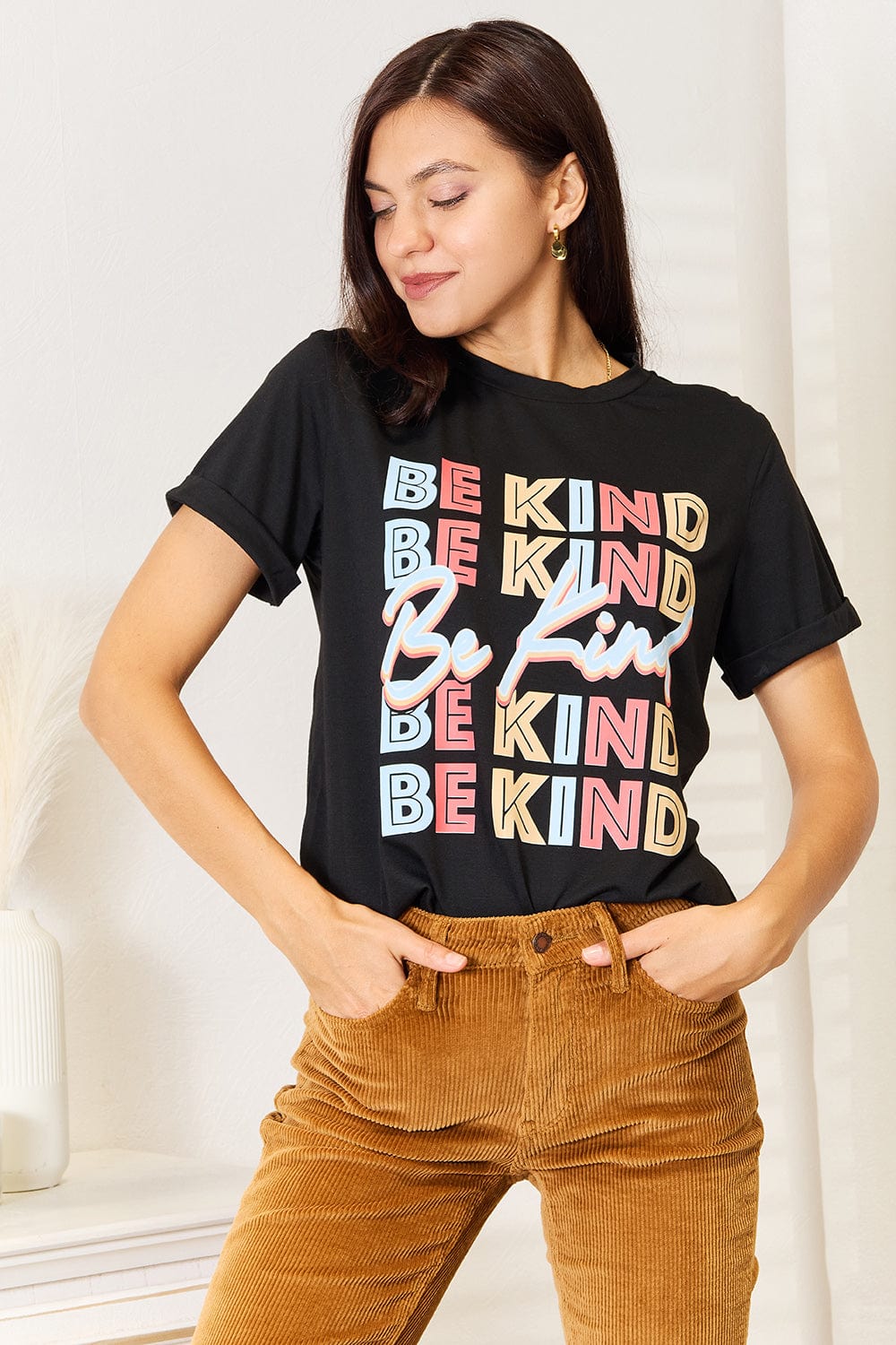 Simply Love T-shirts Simply Love BE KIND Graphic Round Neck T-Shirt