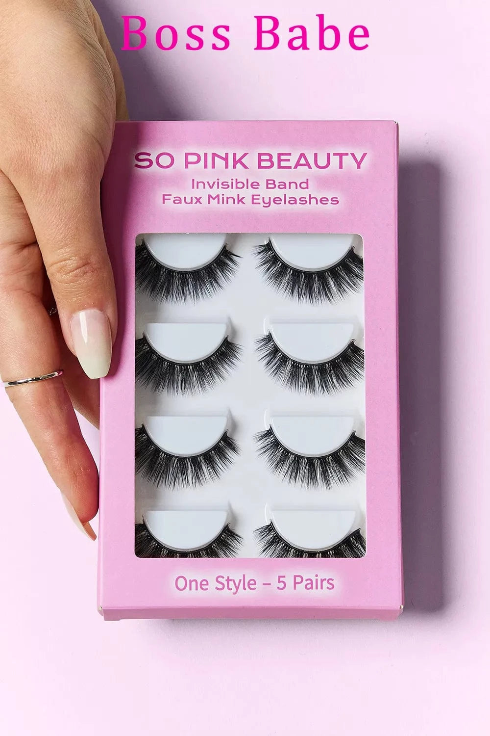 SO ME Boss Babe / One Size SO PINK BEAUTY Faux Mink Eyelashes 5 Pairs