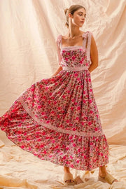 SO ME dresses PINK COMBO / S SO ME Floral Maxi Dress With Ribbon Tie Lace Strap