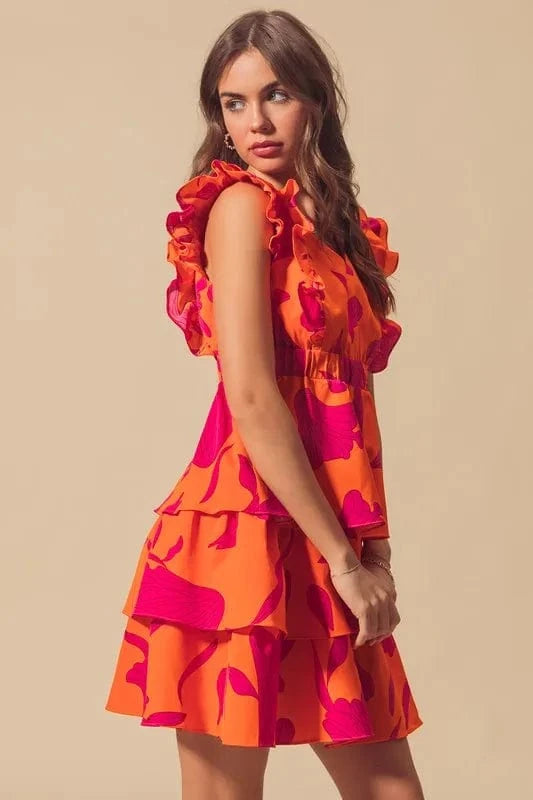 SO ME dresses SO ME Floral V Neck Layered Dress with Elasticized Waist