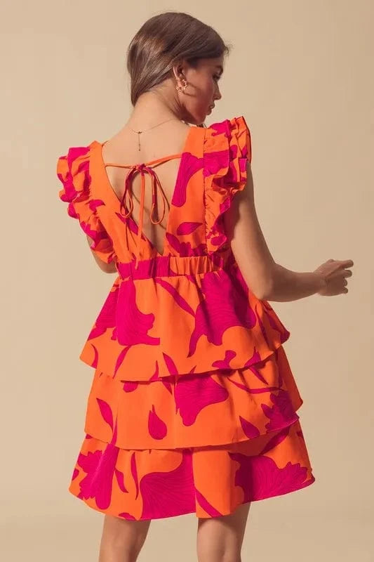 SO ME dresses SO ME Floral V Neck Layered Dress with Elasticized Waist