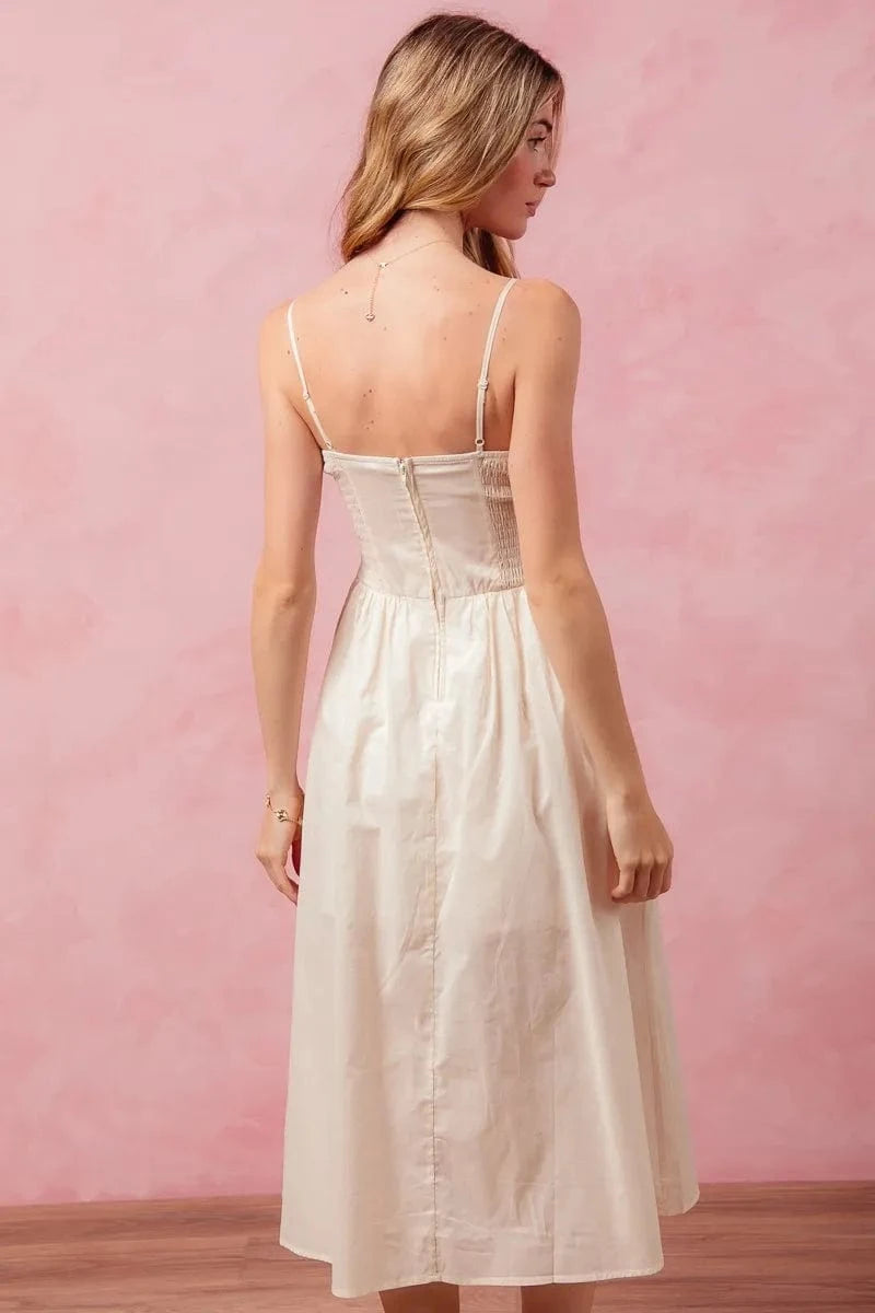 SO ME dresses SO ME Smocked Sleeveless Casual Everyday Dress With Slit