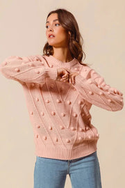 SO ME Knit Tops BLUSH / S SO ME Pom Pom Textured Knit Sweater Top