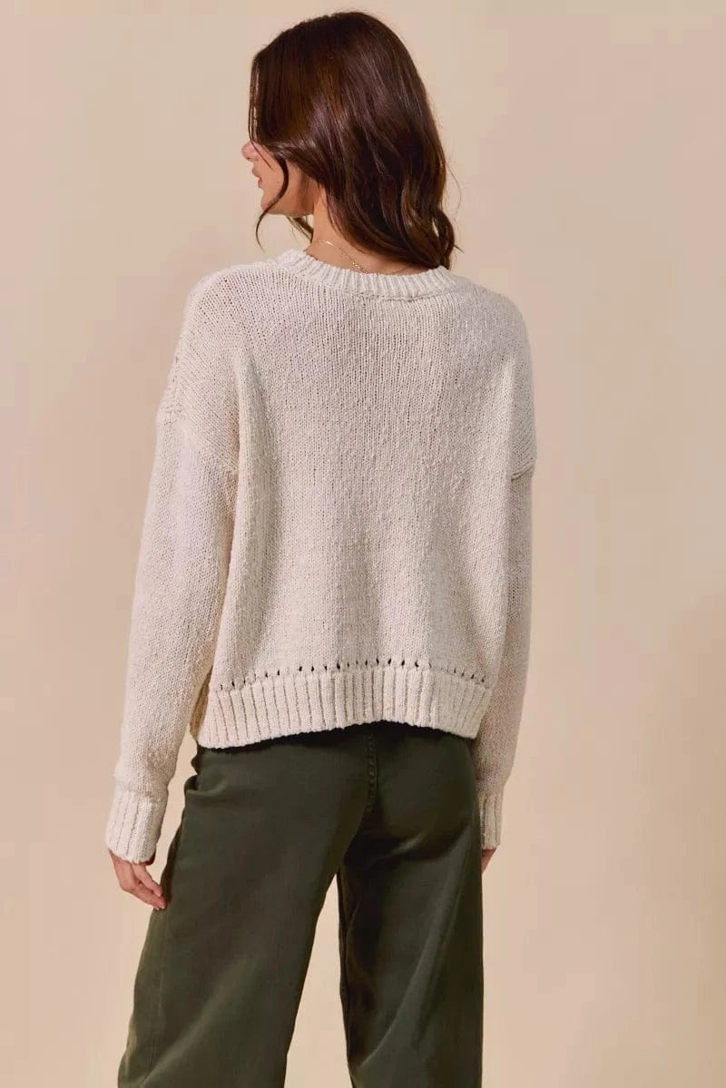 SO ME Knit Tops SO ME Vegetable Round Neck Long Sleeve Sweater