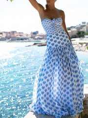 SO ME Pastel  Blue / S Printed One-Piece Swimwear and Skirt Set