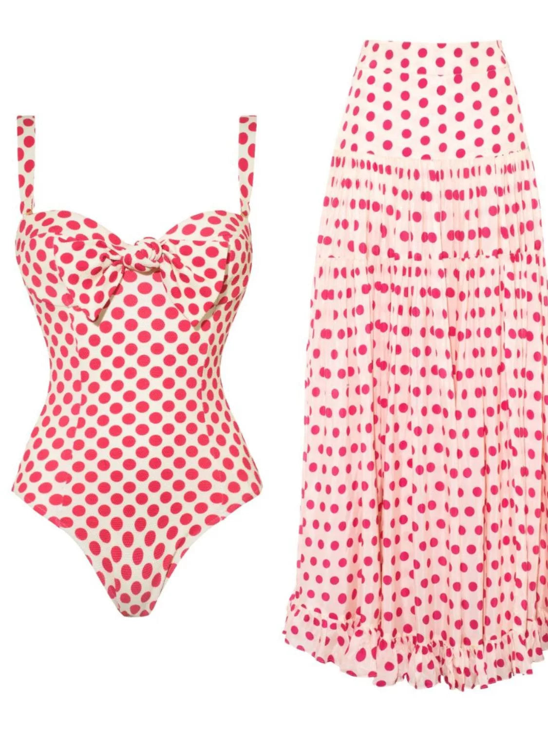 SO ME Printed One-Piece Swimwear and Skirt Set
