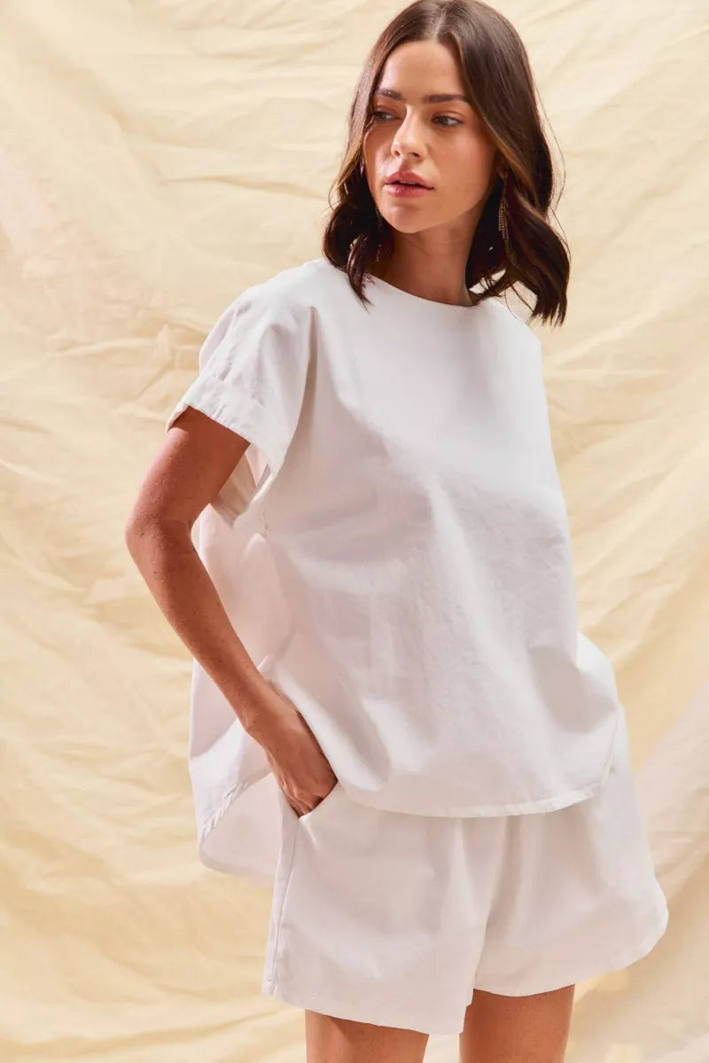 SO ME SO ME Round Neck Short Sleeve Top and Shorts Set