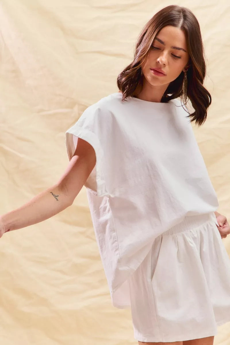 SO ME SO ME Round Neck Short Sleeve Top and Shorts Set