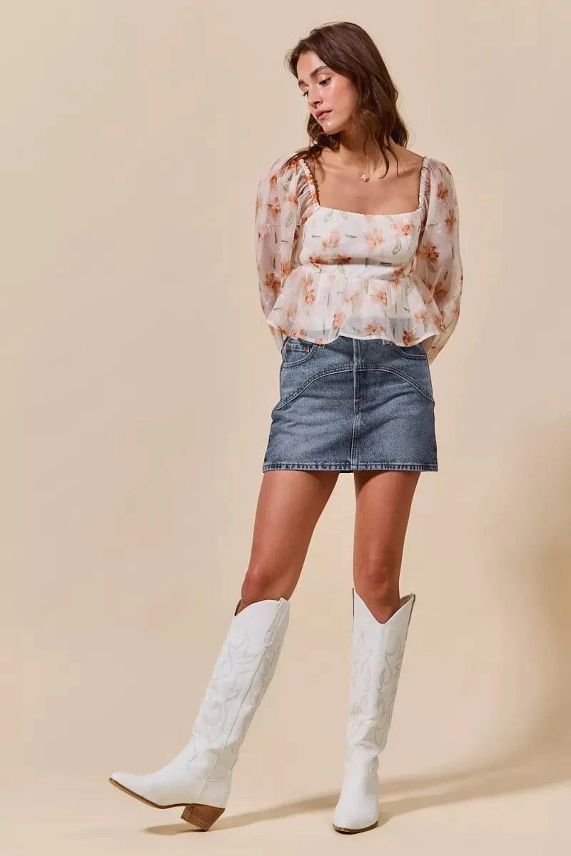 SO ME SO ME Washed Denim Mini Skirt with Pockets