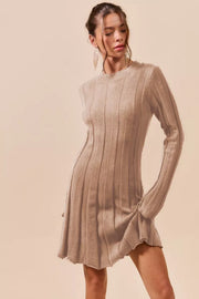 SO ME Sweater Dresses SO ME Ribbed Long Sleeve Mini Sweater Dress