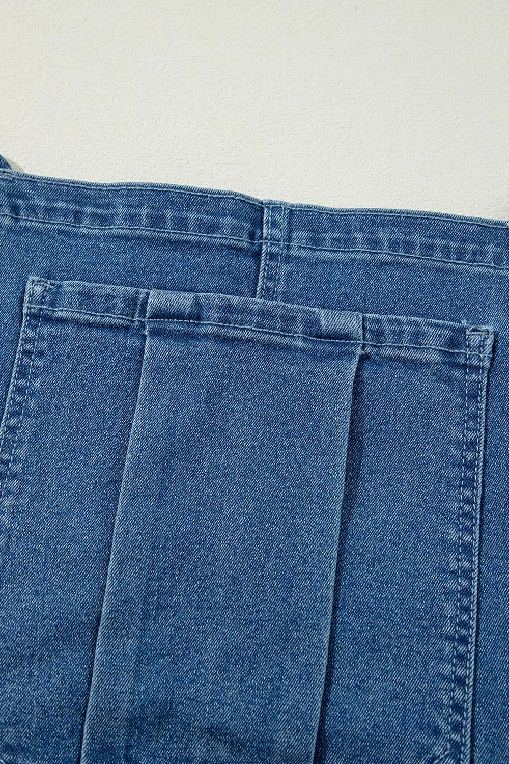 SYNZ Adjustable Tie Straps Wide Leg Denim Overalls