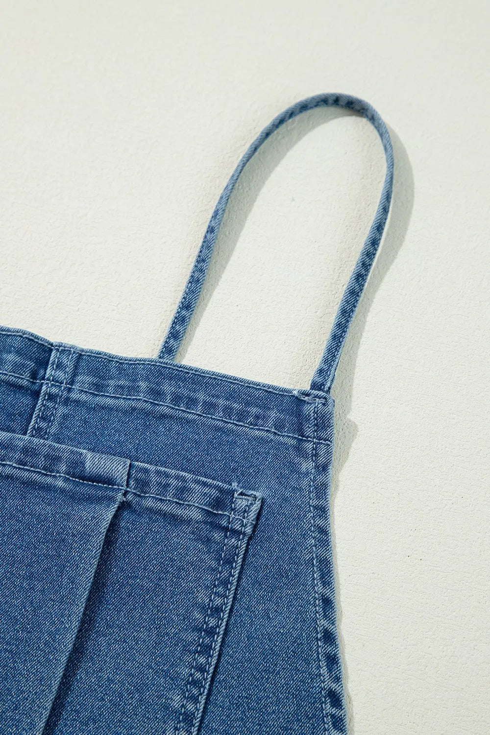 SYNZ Adjustable Tie Straps Wide Leg Denim Overalls
