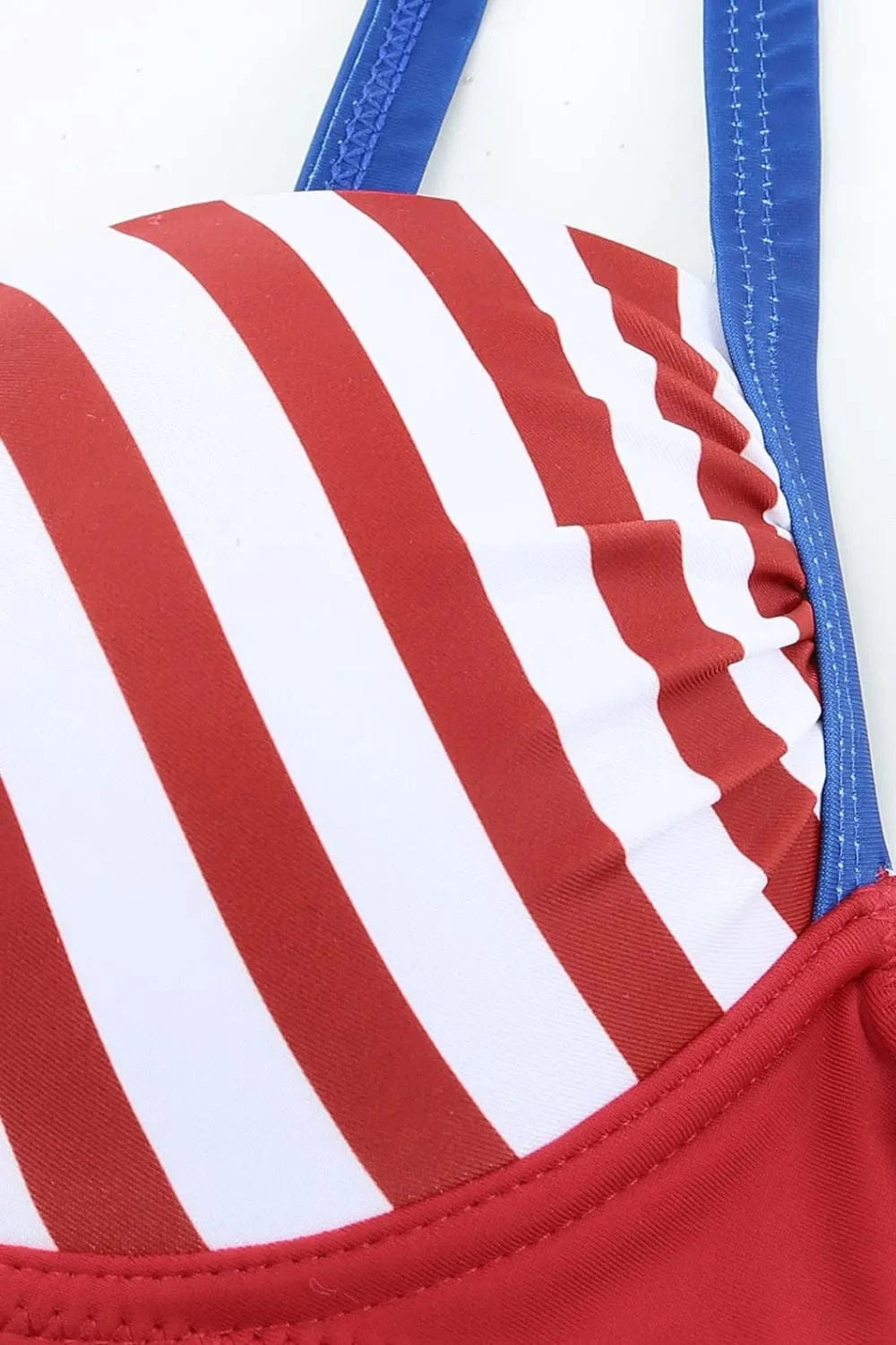 SYNZ Bikinis & Tankinis Printed Ruched Bikini Set - Striped Print Moderate Stretch