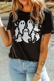 SYNZ Black / S Full Size Ghost Round Neck Short Sleeve T-Shirt