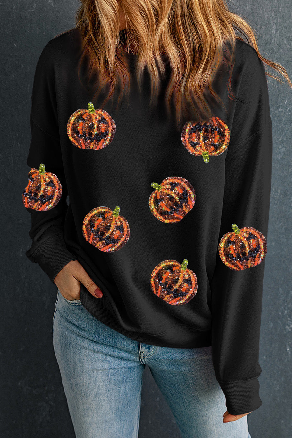 SYNZ Black / S Pumpkin Dropped Shoulder Sweatshirt