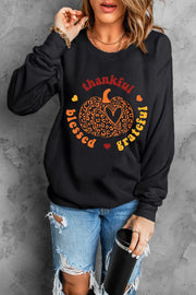 SYNZ Black / S Pumpkin Graphic Long Sleeve Sweatshirt