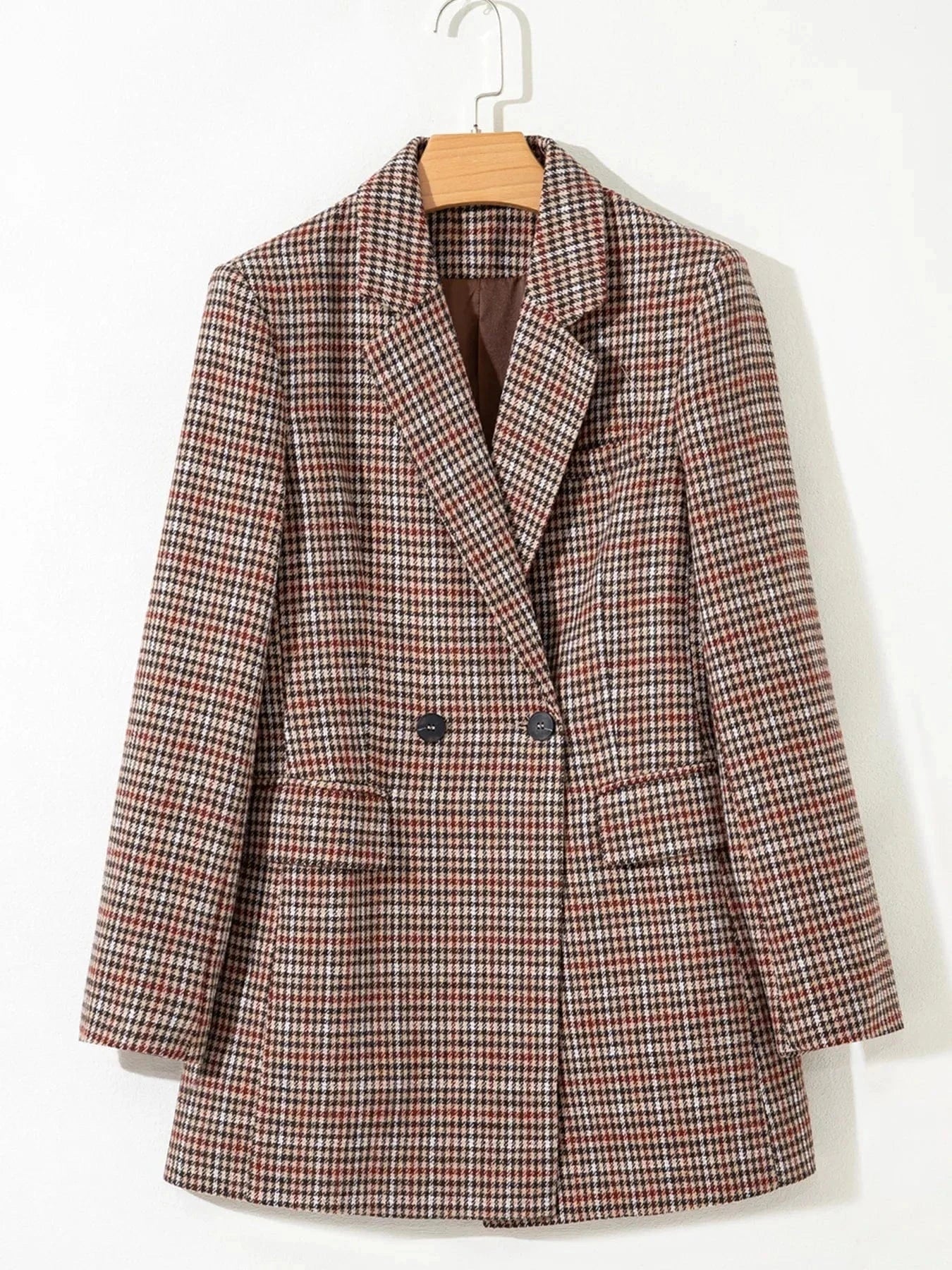 SYNZ Blazers Houndstooth Lapel Collar Blazer