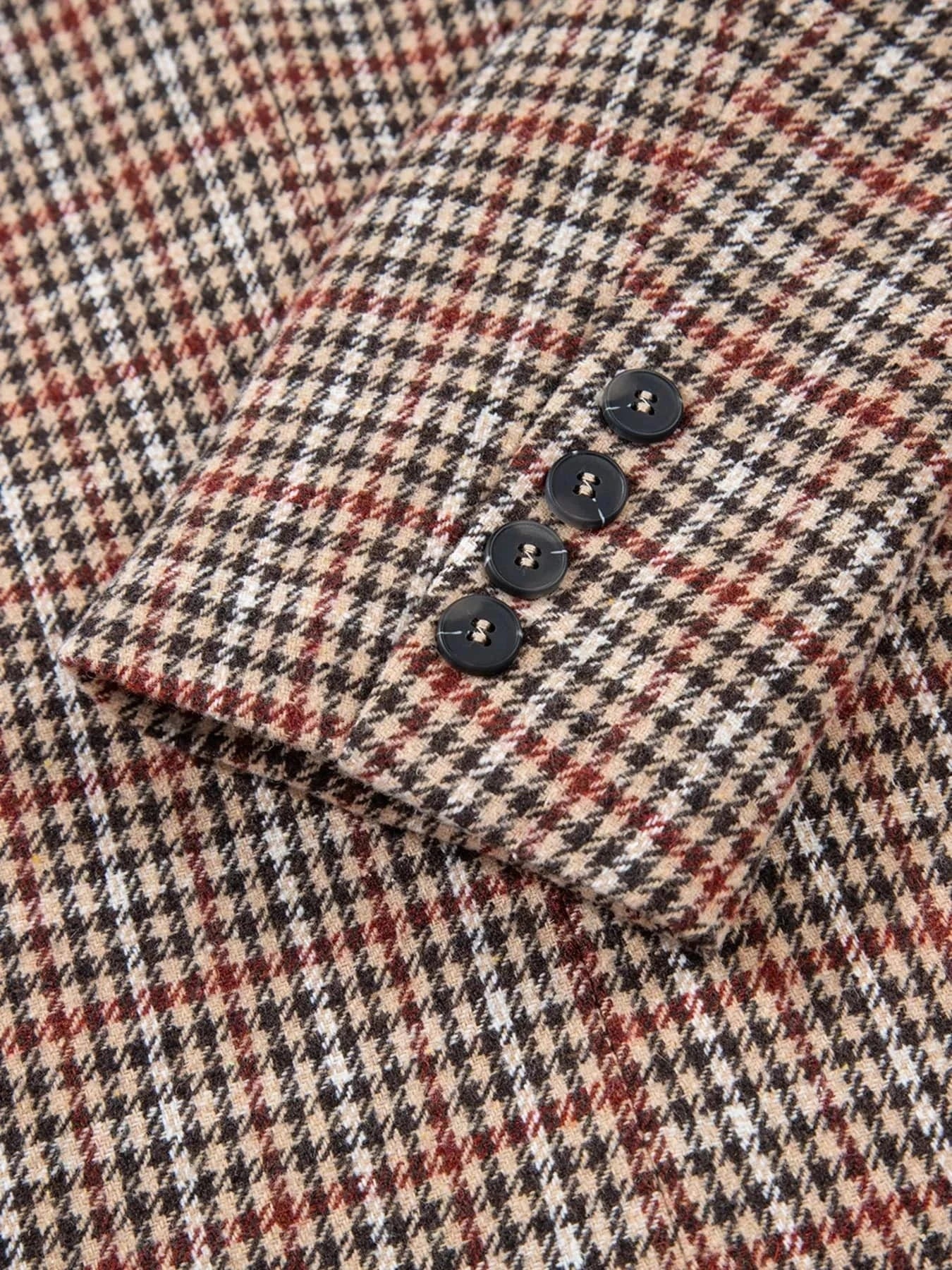 SYNZ Blazers Houndstooth Lapel Collar Blazer