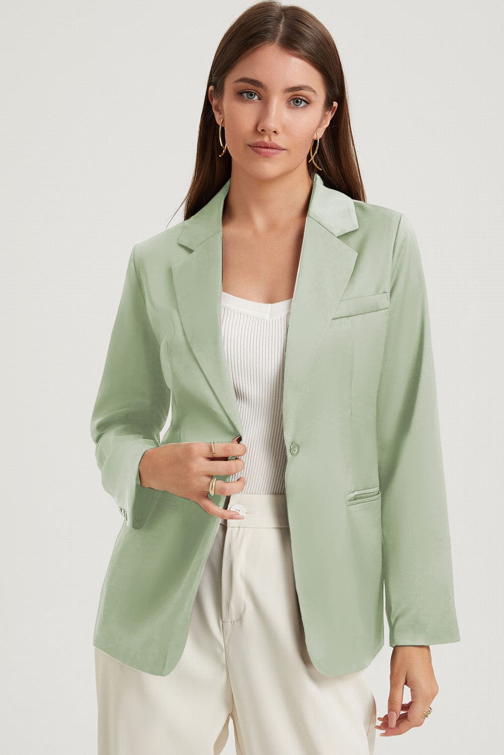 SYNZ Blazers Long Sleeve Lapel Collar Blazer