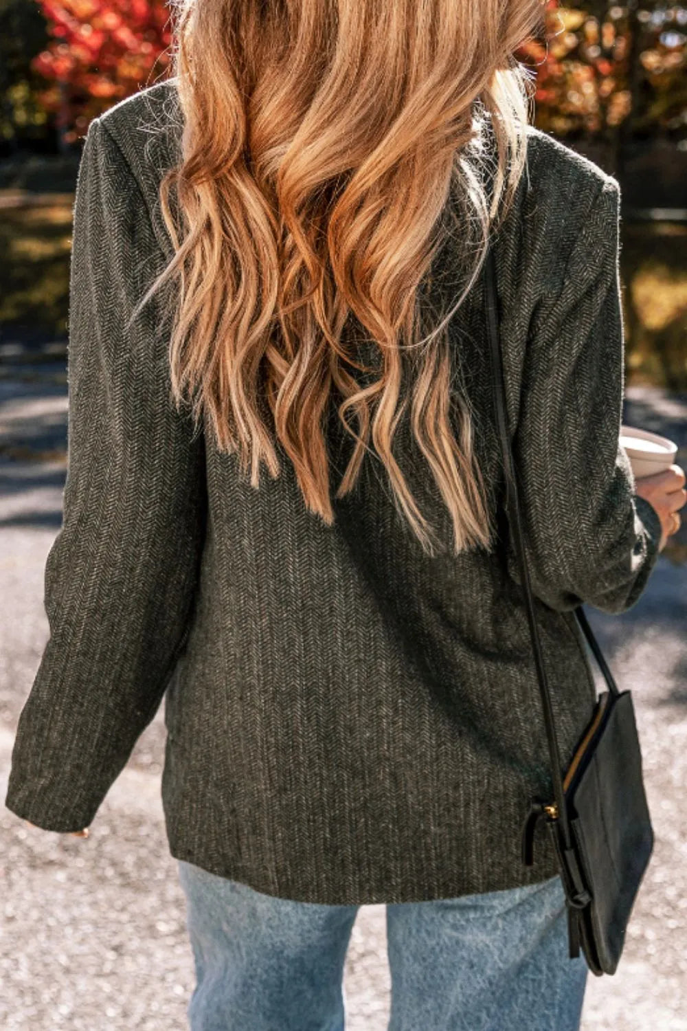 SYNZ Blazers Pocketed Buttoned Long Sleeve Blazer