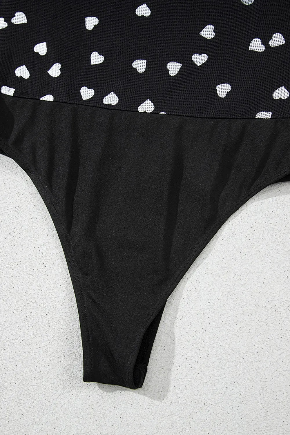 SYNZ Bodysuits Heart Square Neck Long Sleeve Bodysuit