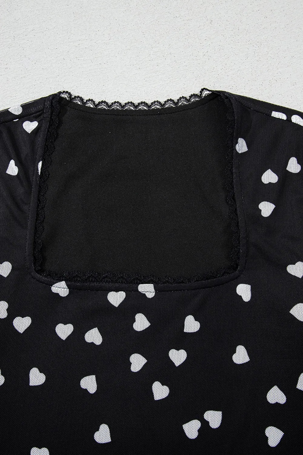 SYNZ Bodysuits Heart Square Neck Long Sleeve Bodysuit