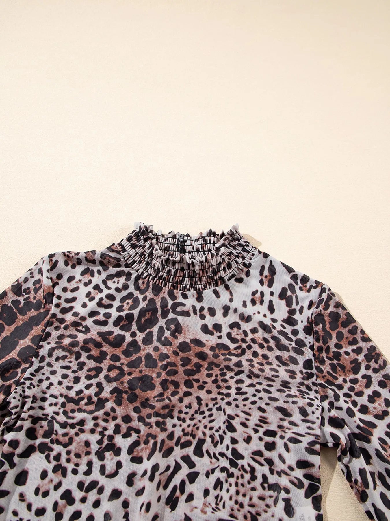 SYNZ Bodysuits Leopard Print Long Sleeve Mock Neck Bodysuit