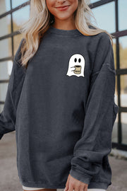SYNZ Charcoal / S Ghost Graphic Drop Shoulder Sweatshirt