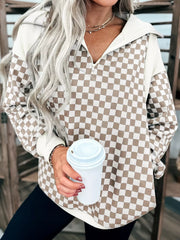 SYNZ Checkered Quarter Zip Sweatshirt