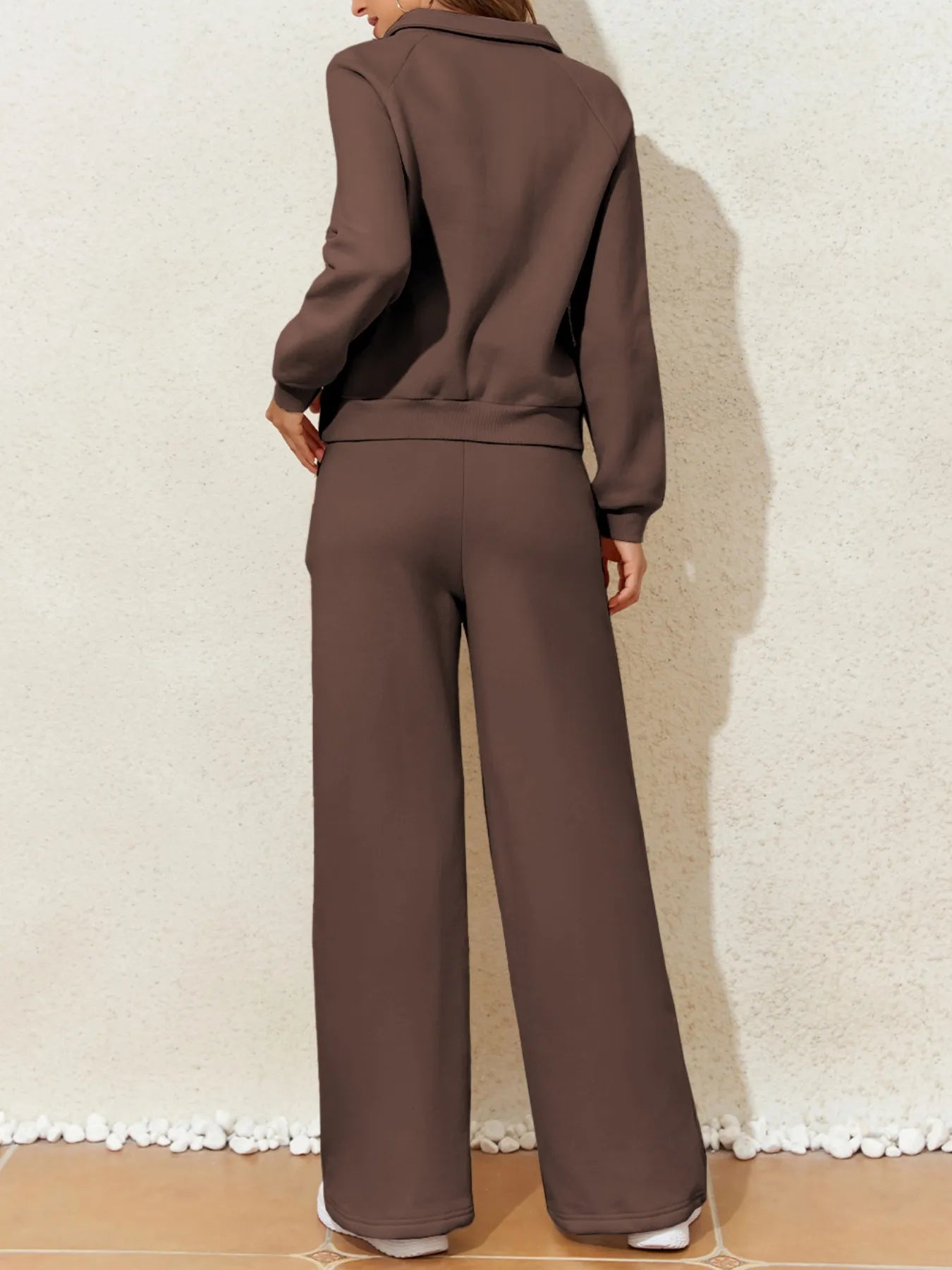 SYNZ Collared Sweatshirt and High Waist Pants Active Set