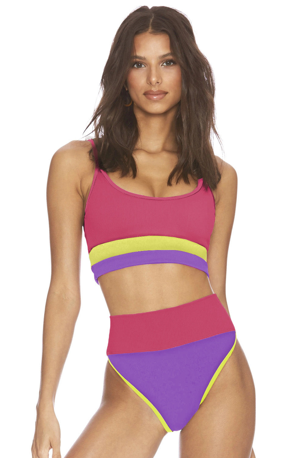 SYNZ Color Block Spaghetti Strap Two-Piece Swim Set