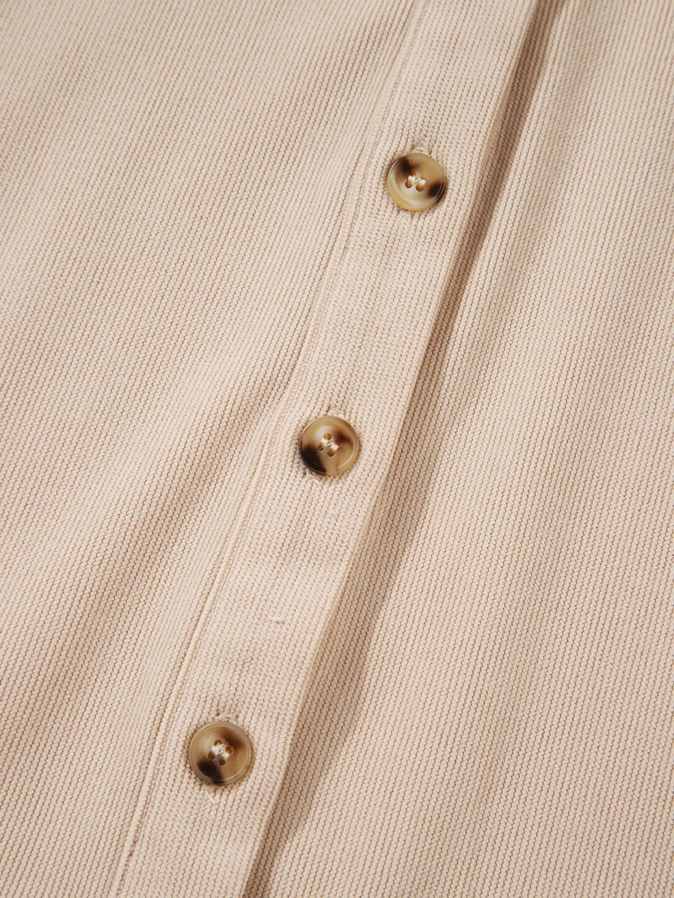 SYNZ Corduroy Half Button Collared Long Sleeve Mini Dress