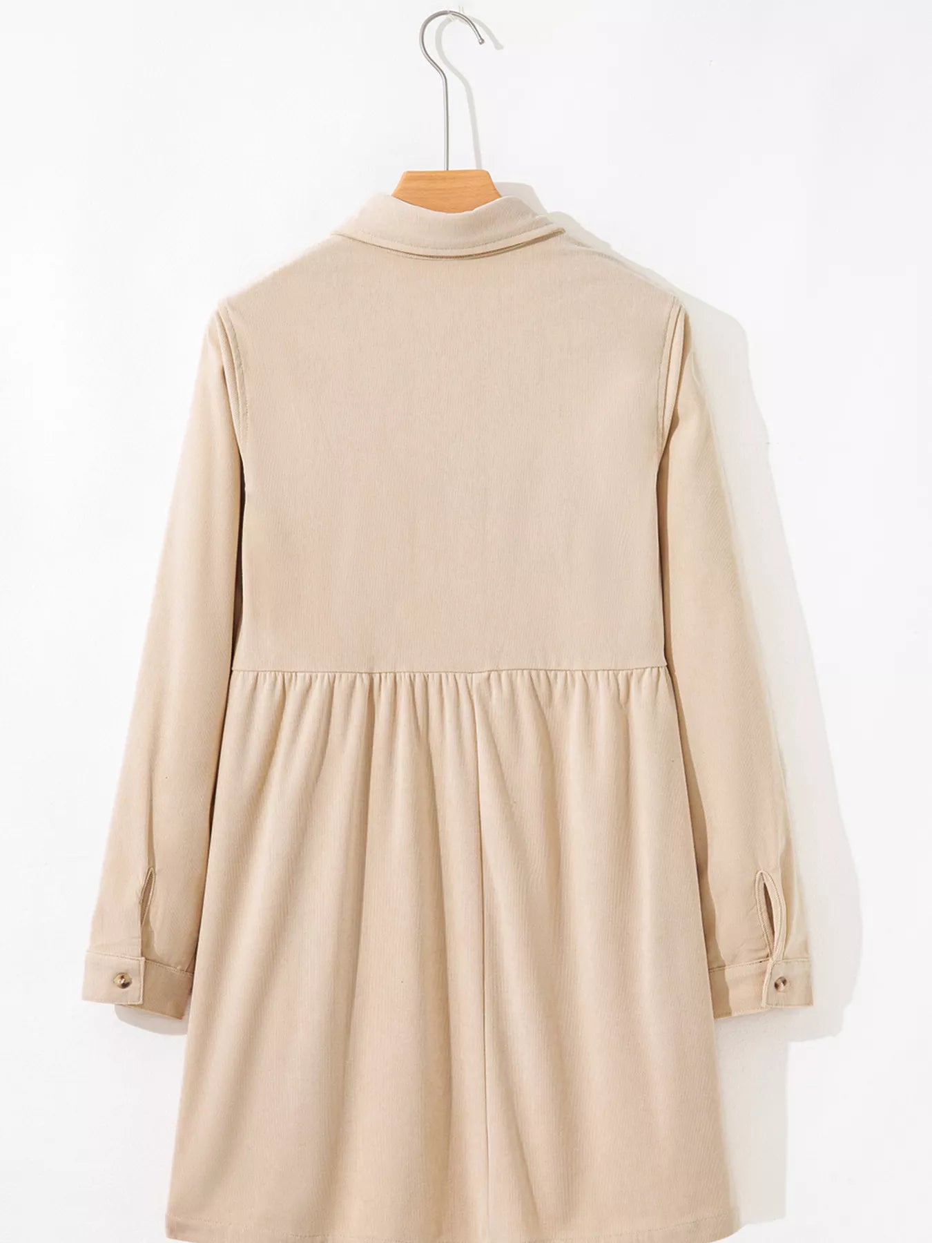 SYNZ Corduroy Half Button Collared Long Sleeve Mini Dress
