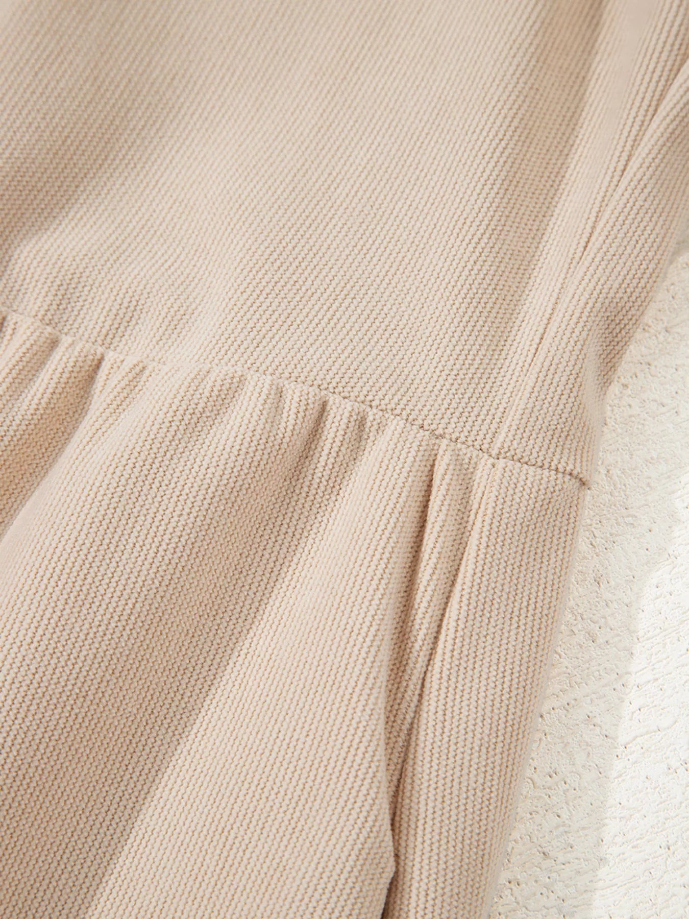 SYNZ Corduroy Half Button Collared Long Sleeve Mini Dress