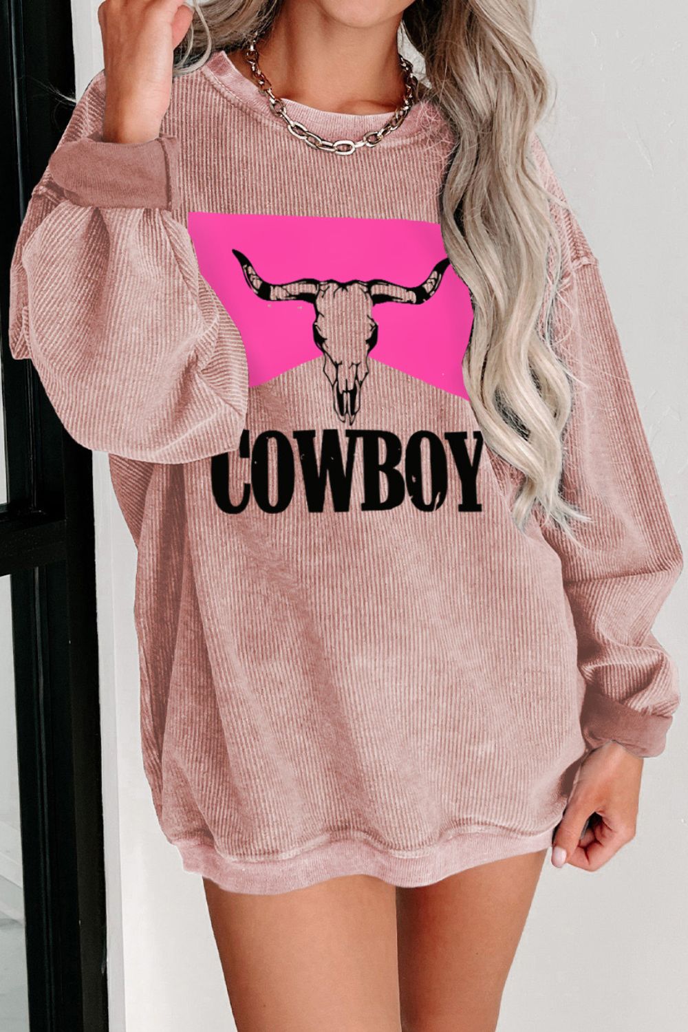SYNZ COWBOY Graphic Round Neck Sweatshirt