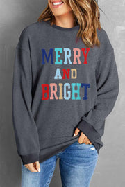 SYNZ Dark Gray / S MERRY AND BRIGHT Graphic Sweatshirt