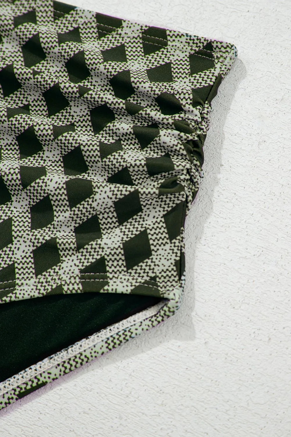 SYNZ Dotted Mesh Plaid Patchwork High Waisted Swim Set