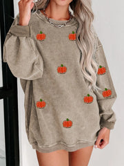 SYNZ Dust Storm / S Pumpkin Round Neck Long Sleeve Sweatshirt