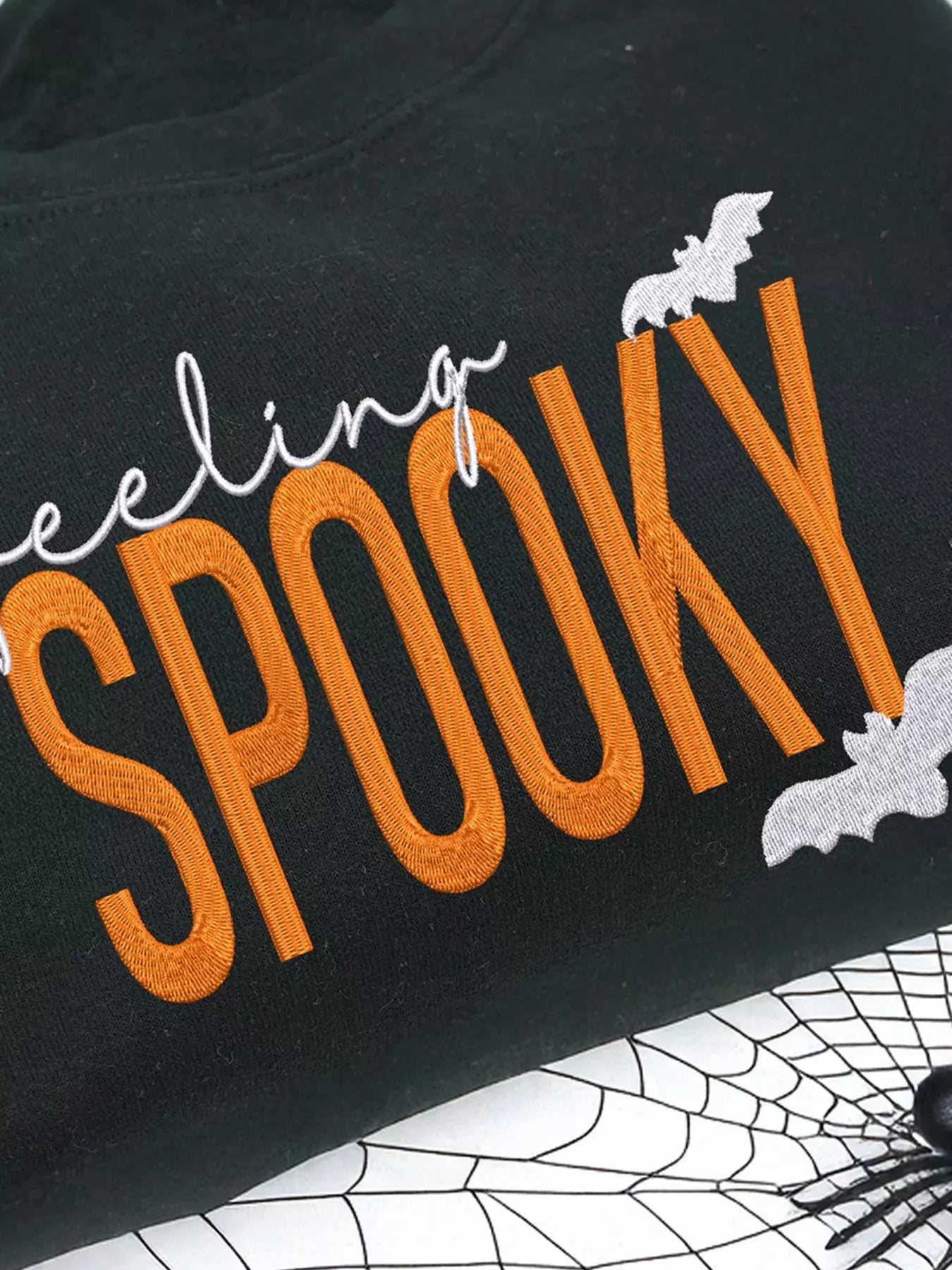 SYNZ Feeling Spooky Halloween Embroidered Sweatshirt