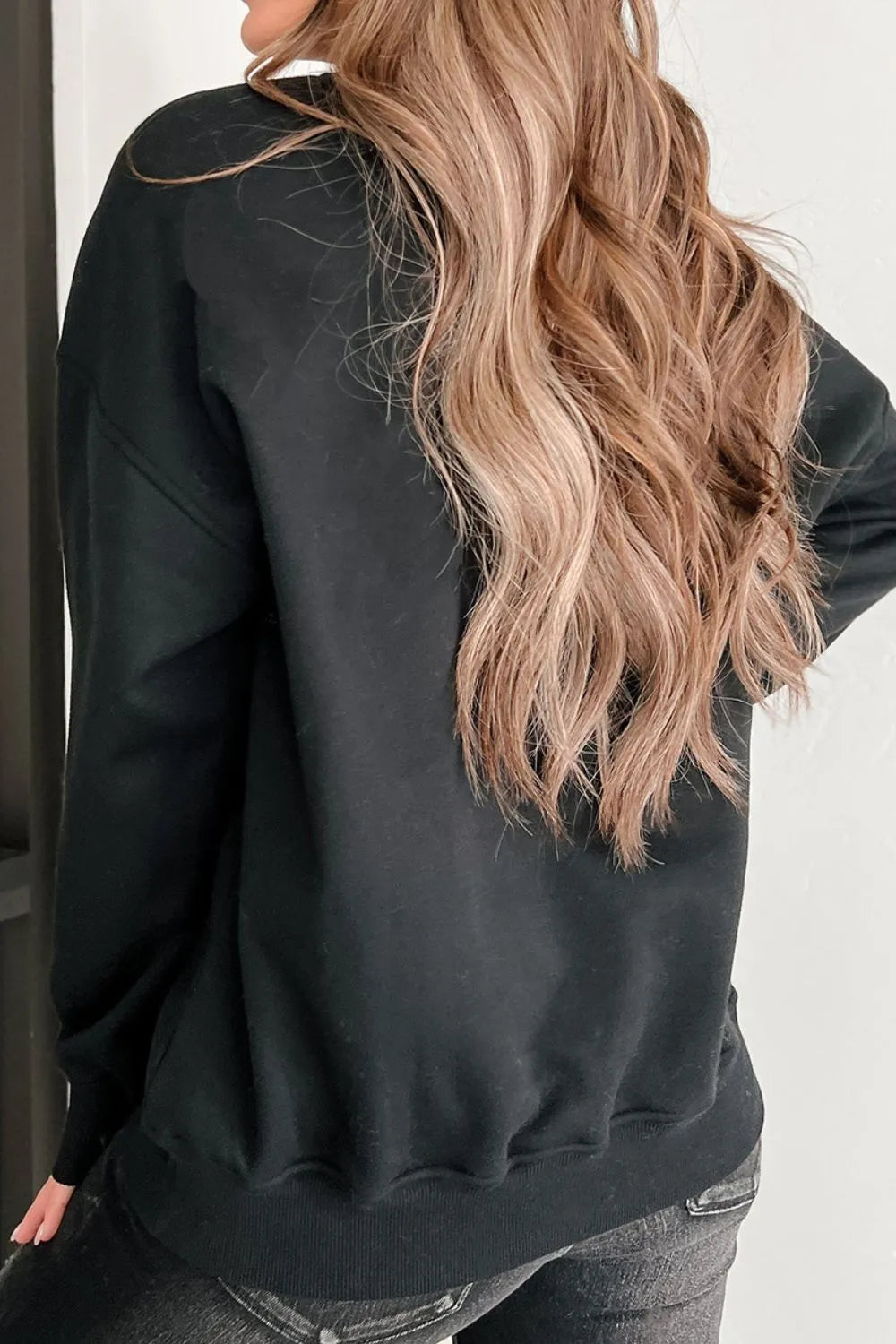 SYNZ Floral Bunny Plaid Bow Graphic Easter Sweatshirt