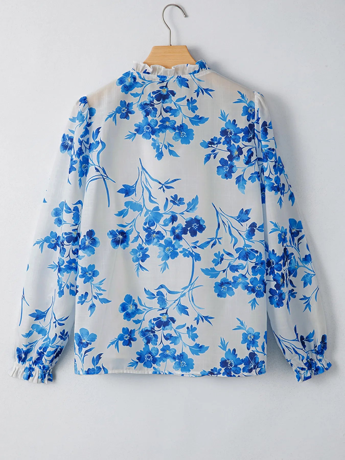 SYNZ Floral Long Sleeve Tie Neck Blouse