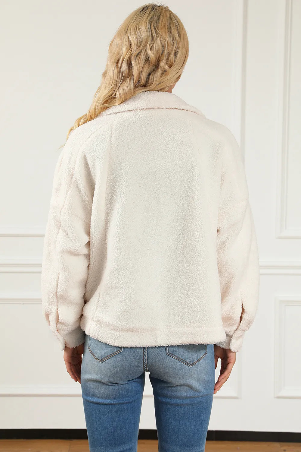 SYNZ Fuzzy Button Up Faux Fur Outerwear