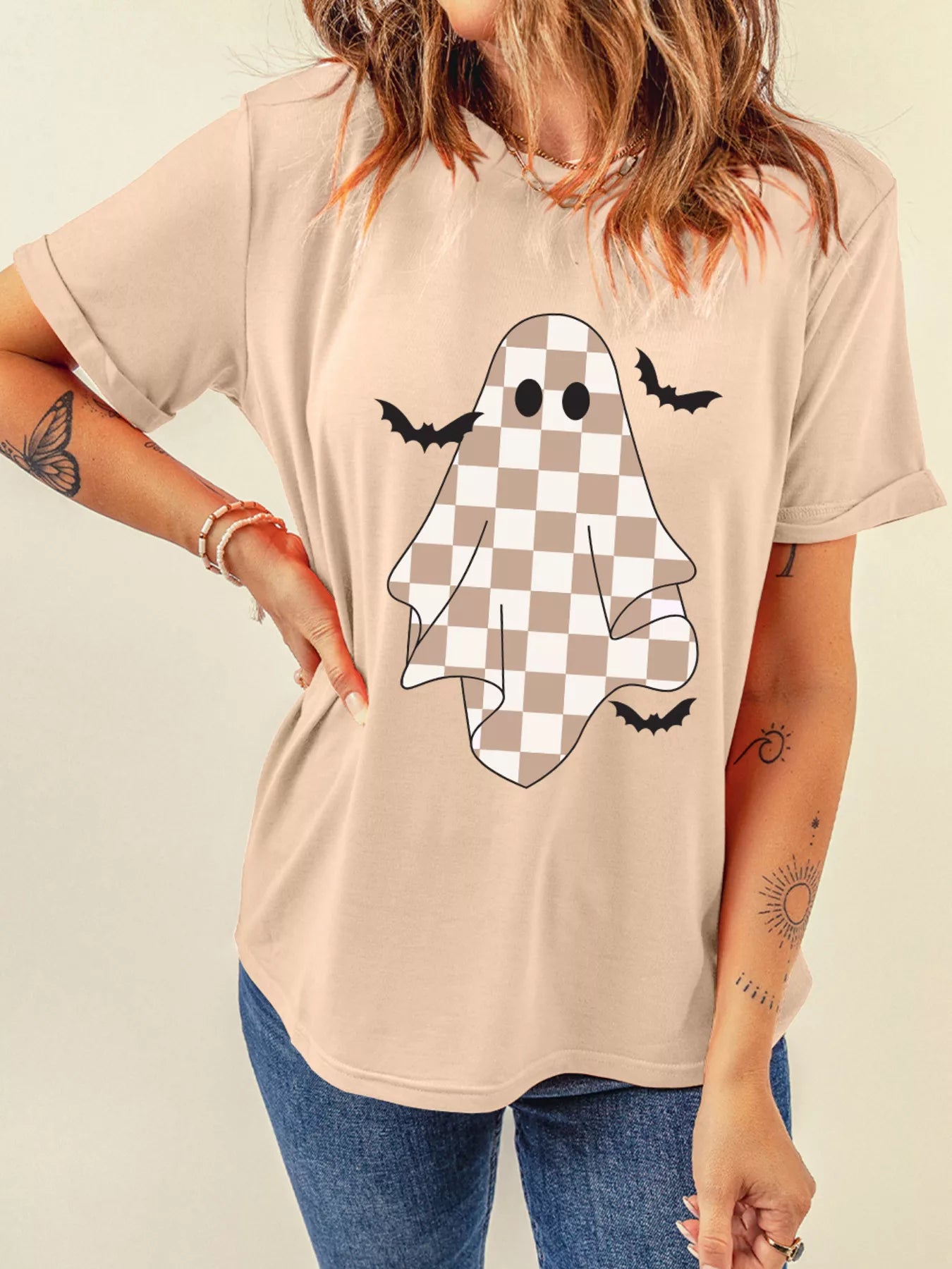SYNZ Ghost Bat Halloween Holiday Graphic Tee