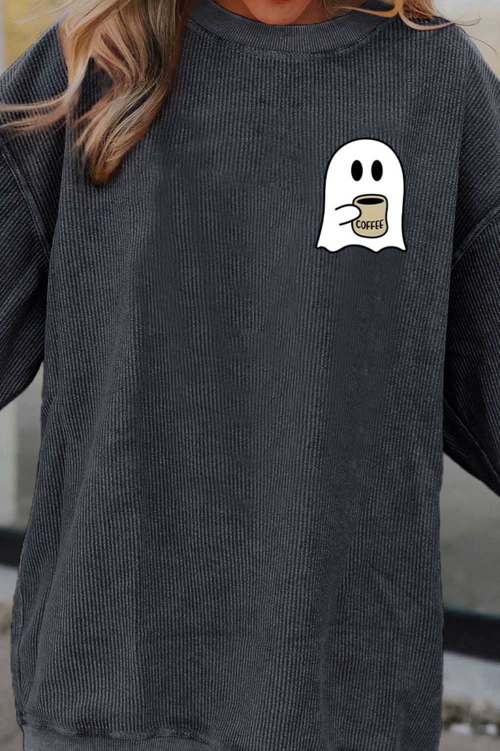 SYNZ Ghost Graphic Drop Shoulder Sweatshirt